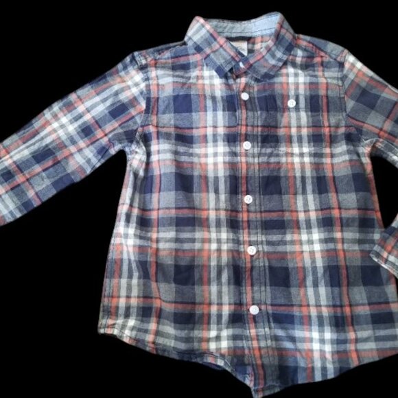 GYMBOREE Plaid Long Sleeved Button Front Shirt Boys Size 5-6 - Picture 2 of 3